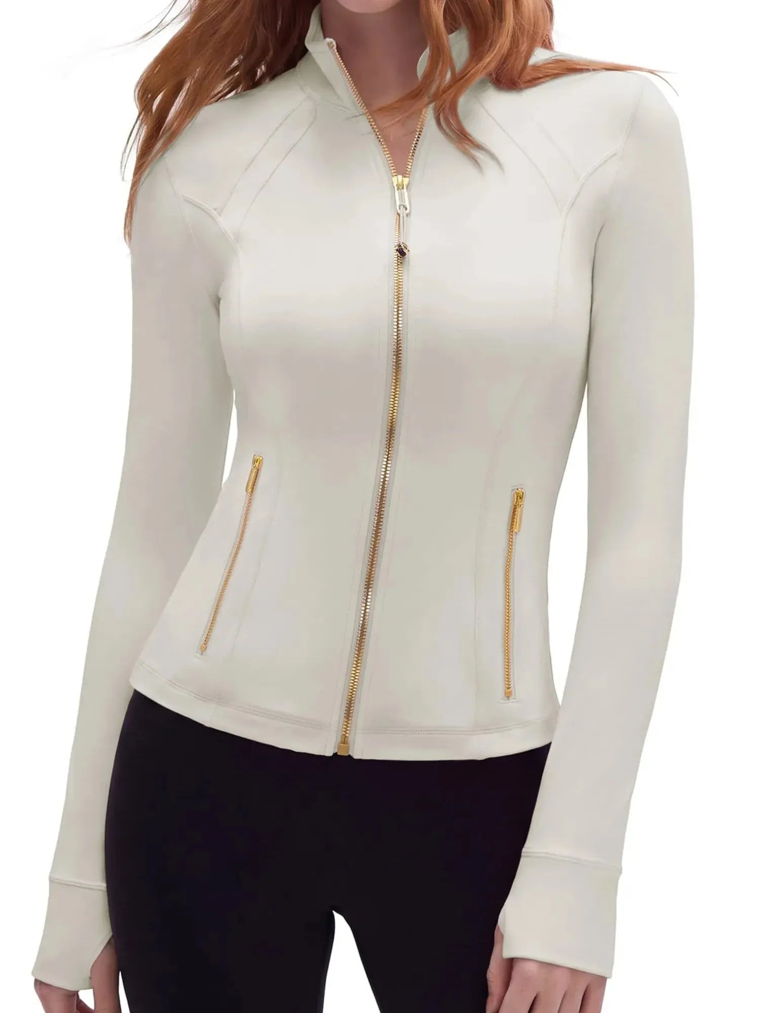 Golden Zip Up Workout Jackets-SUUKSESS-SUUKSESS