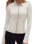 Golden Zip Up Workout Jackets-SUUKSESS-SUUKSESS