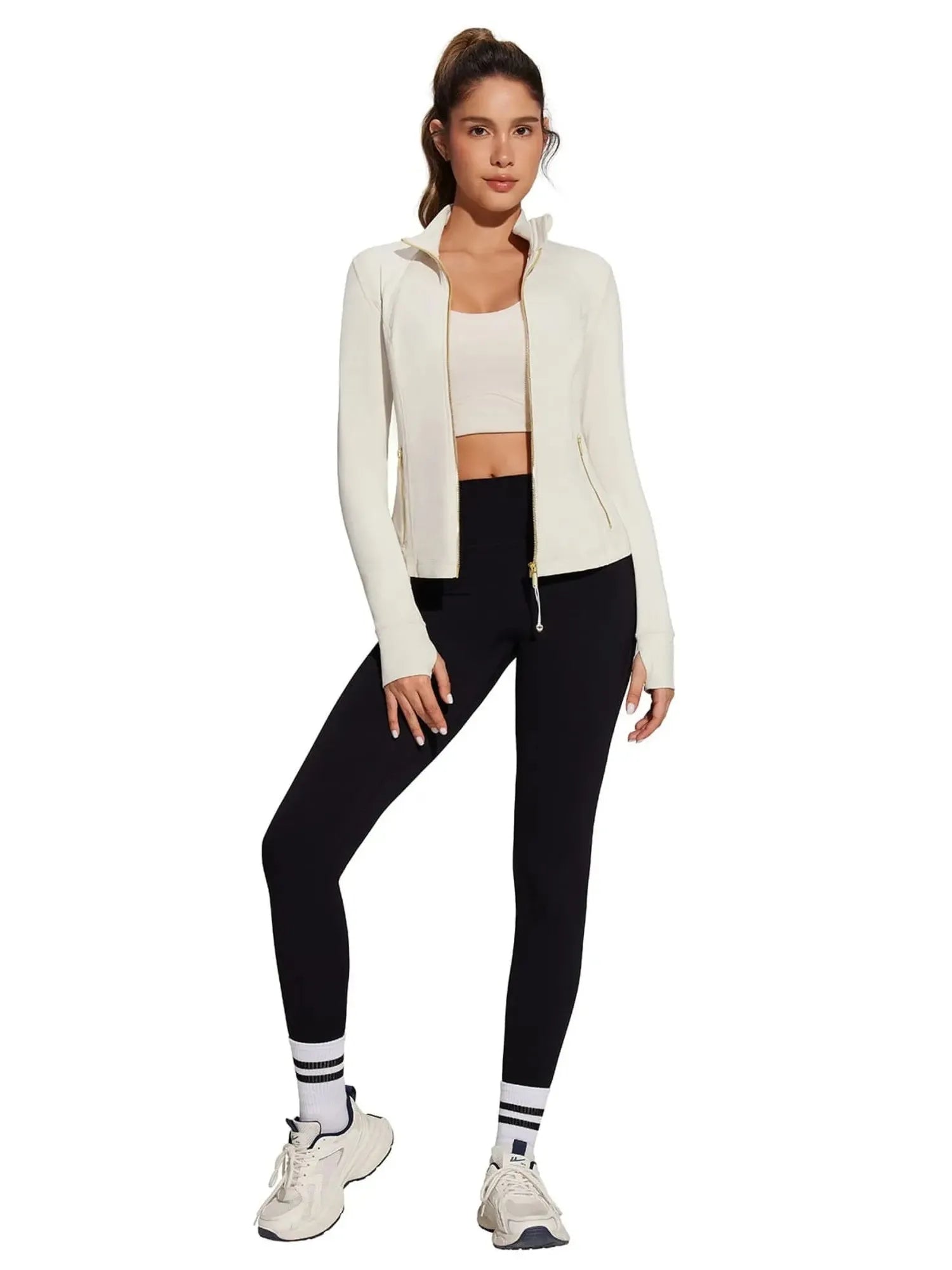 Golden Zip Up Workout Jackets-SUUKSESS-SUUKSESS