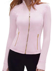 Golden Zip Up Workout Jackets-SUUKSESS-SUUKSESS