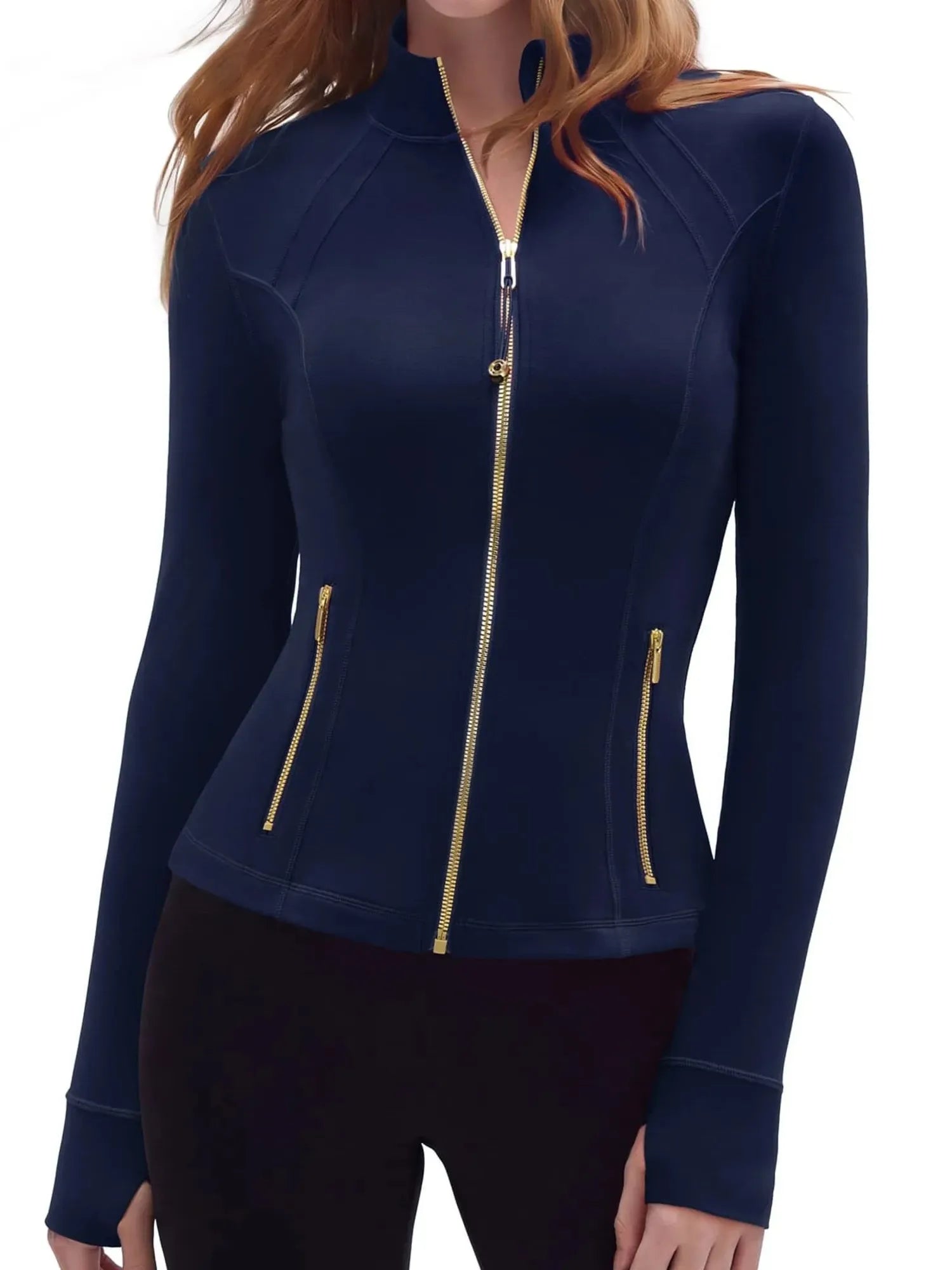 Golden Zip Up Workout Jackets-SUUKSESS-SUUKSESS