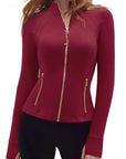 Golden Zip Up Workout Jackets-SUUKSESS-SUUKSESS