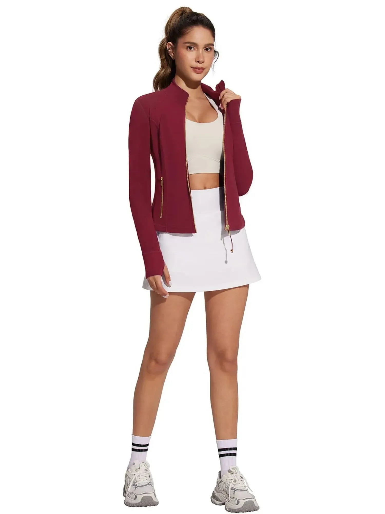 Golden Zip Up Workout Jackets-SUUKSESS-SUUKSESS