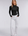 Mock Neck Double Layer Tops - Long Sleeve