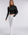 Mock Neck Double Layer Tops - Long Sleeve