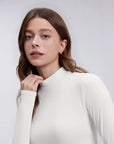 Mock Neck Double Layer Tops - Long Sleeve