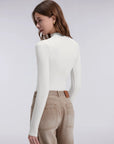 Mock Neck Double Layer Tops - Long Sleeve