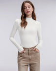 Mock Neck Double Layer Tops - Long Sleeve