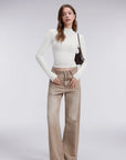Mock Neck Double Layer Tops - Long Sleeve