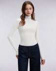 Mock Neck Double Layer Tops - Long Sleeve