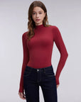 Mock Neck Double Layer Tops - Long Sleeve