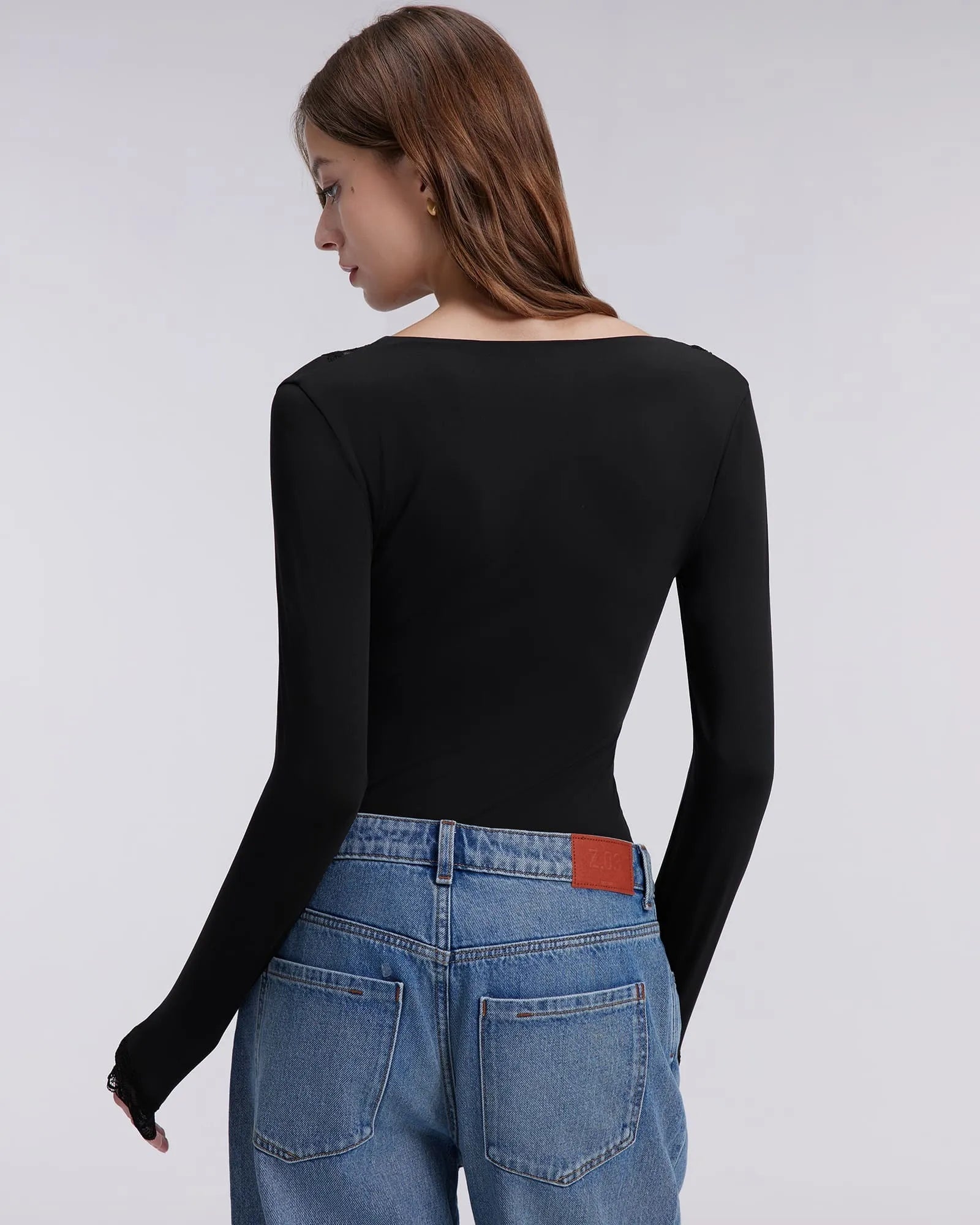 Sexy V Neck Lace Shirt - Long Sleeve