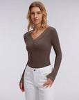 Sexy V Neck Lace Shirt - Long Sleeve