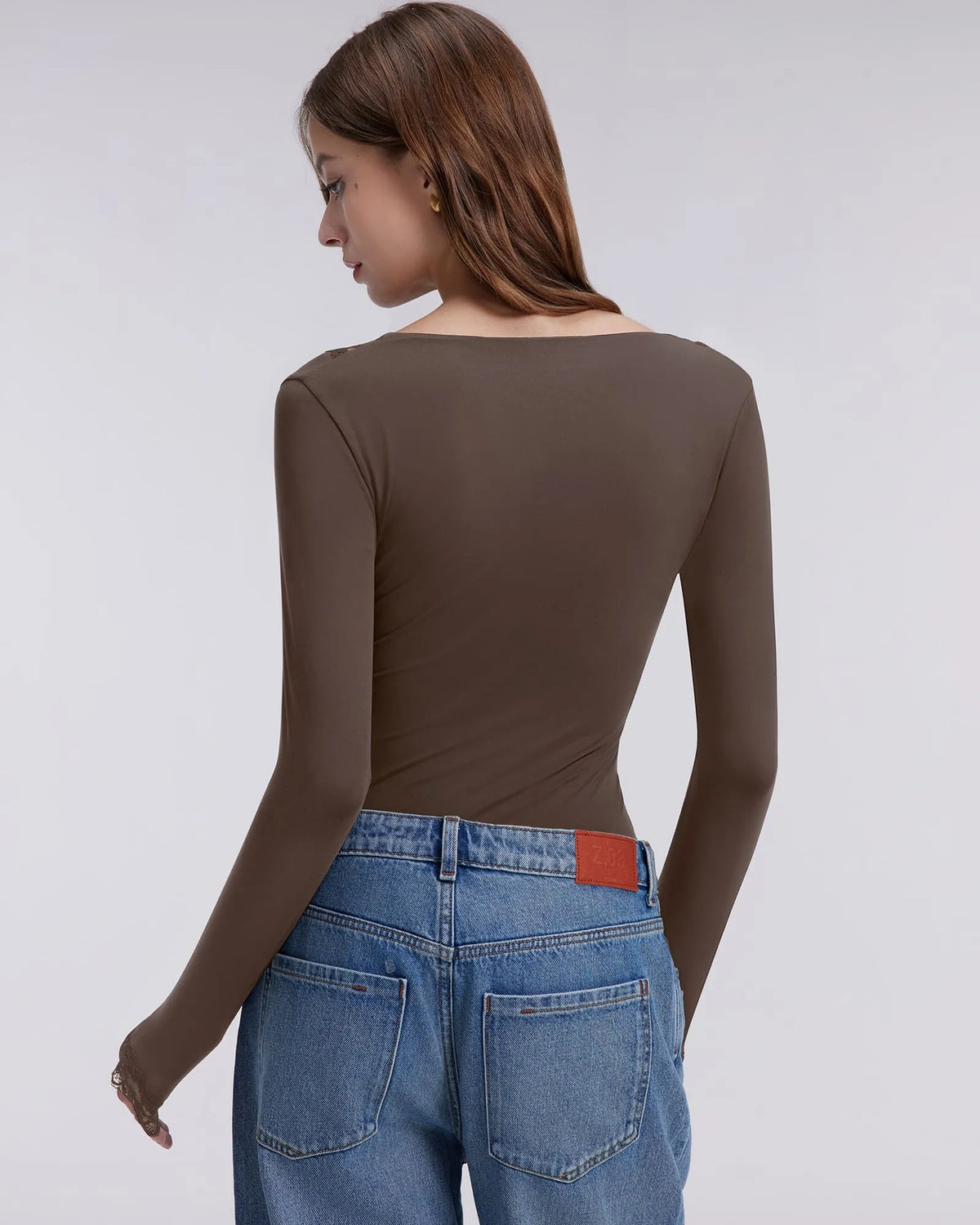 Sexy V Neck Lace Shirt - Long Sleeve