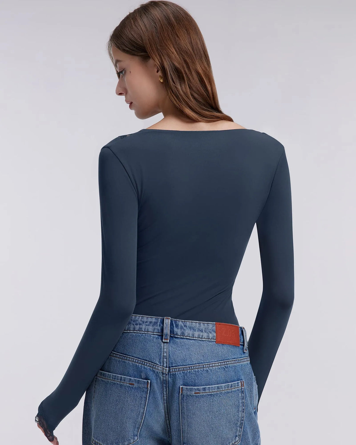 Sexy V Neck Lace Shirt - Long Sleeve