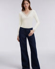 Sexy V Neck Lace Shirt - Long Sleeve