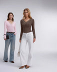 Sexy V Neck Lace Shirt - Long Sleeve