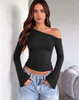 Off Shoulder Bell Long Sleeve-SUUKSESS-Black-XS-SUUKSESS