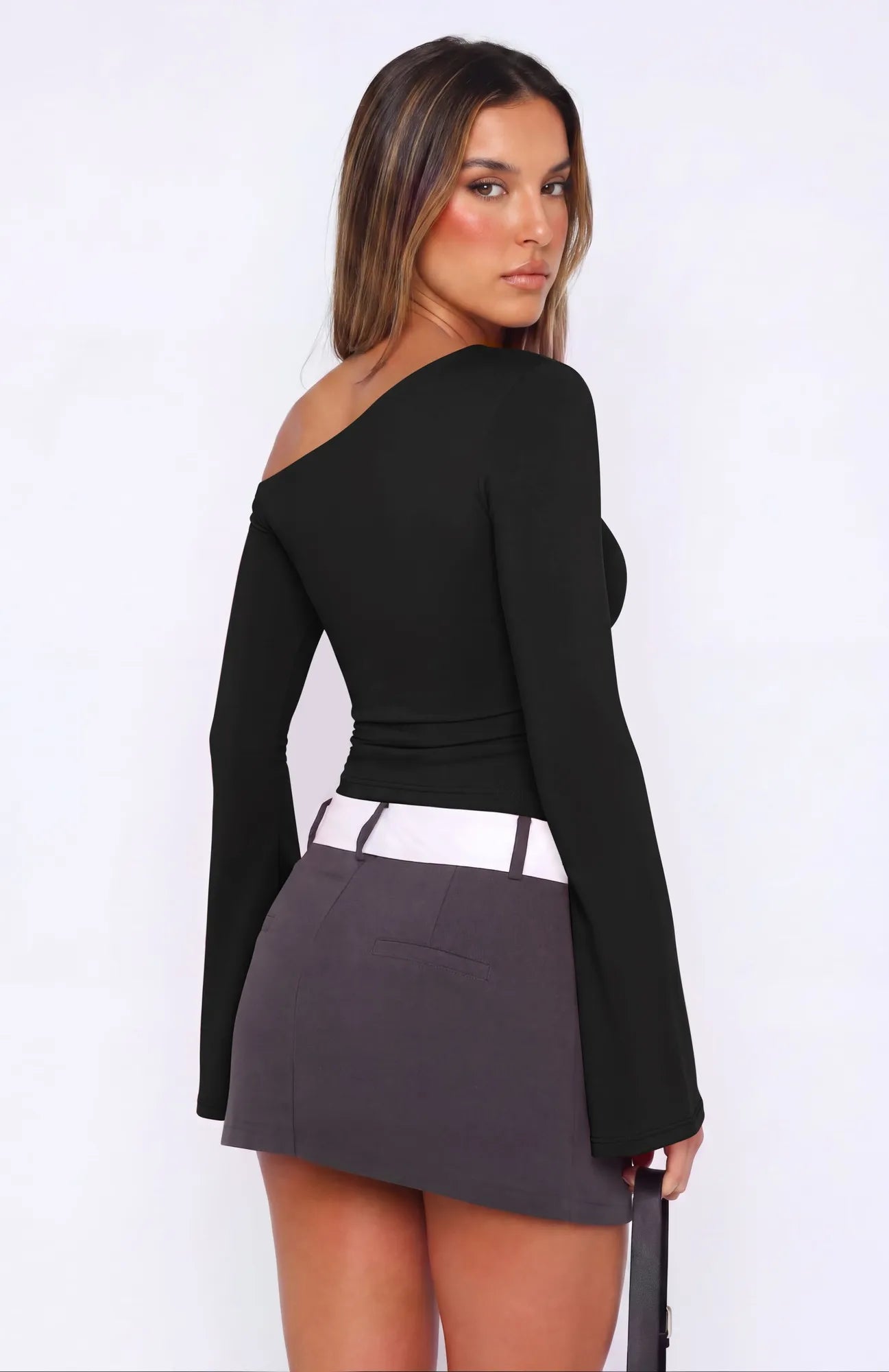 Off Shoulder Bell Long Sleeve-SUUKSESS-SUUKSESS