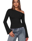 Off Shoulder Bell Long Sleeve-SUUKSESS-SUUKSESS