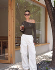 Off Shoulder Bell Long Sleeve-SUUKSESS-SUUKSESS