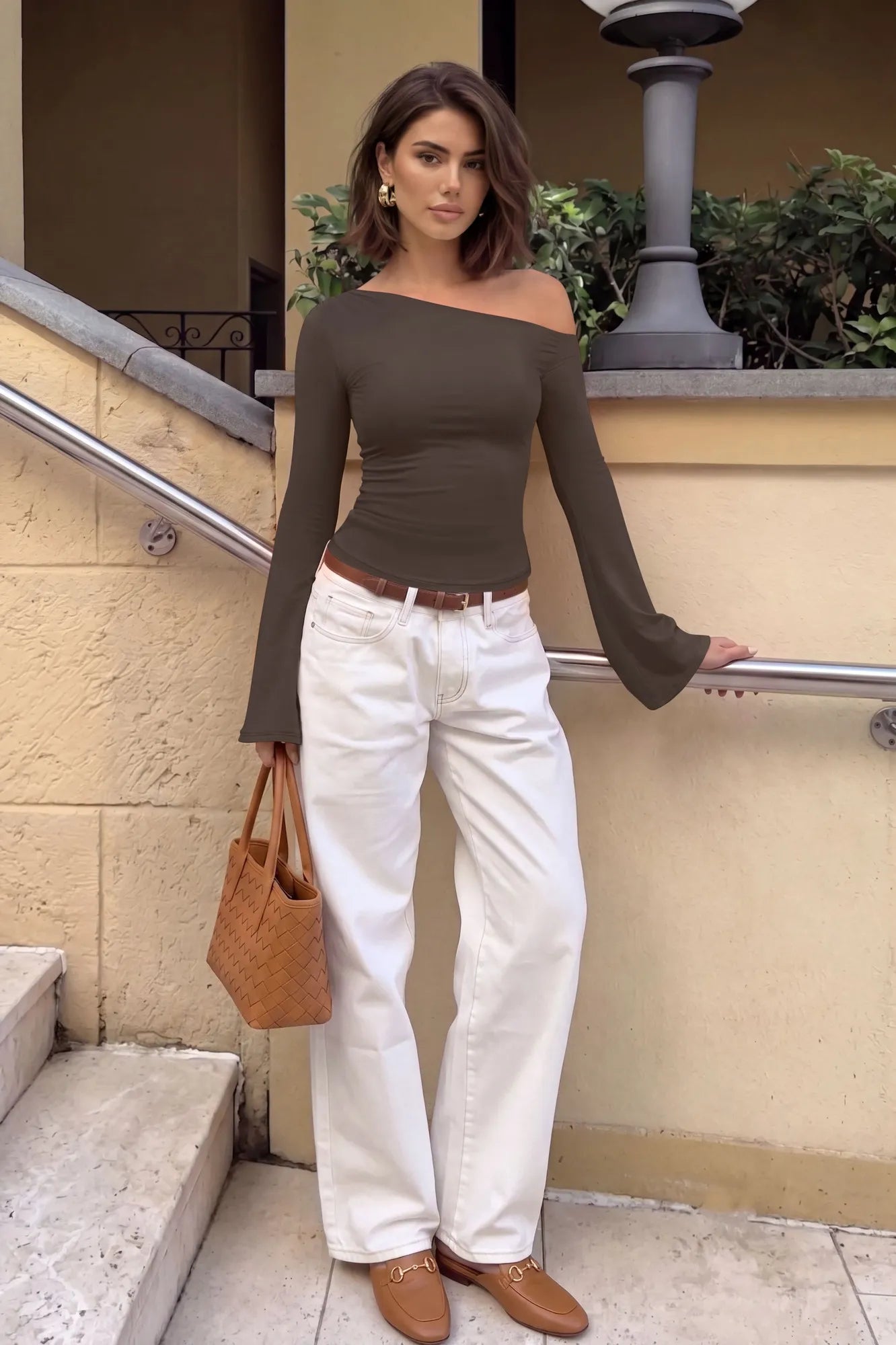 Off Shoulder Bell Long Sleeve-SUUKSESS-SUUKSESS