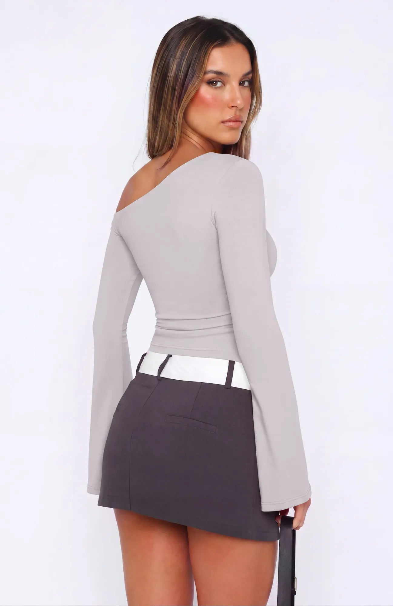 Off Shoulder Bell Long Sleeve-SUUKSESS-SUUKSESS