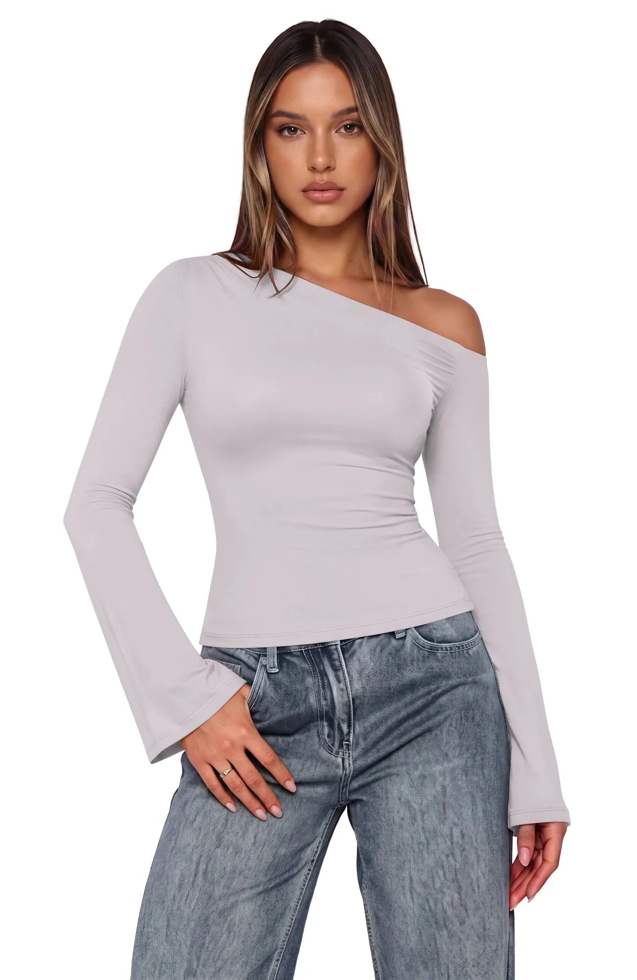Off Shoulder Bell Long Sleeve-SUUKSESS-SUUKSESS