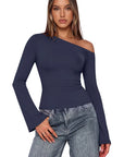 Off Shoulder Bell Long Sleeve-SUUKSESS-SUUKSESS