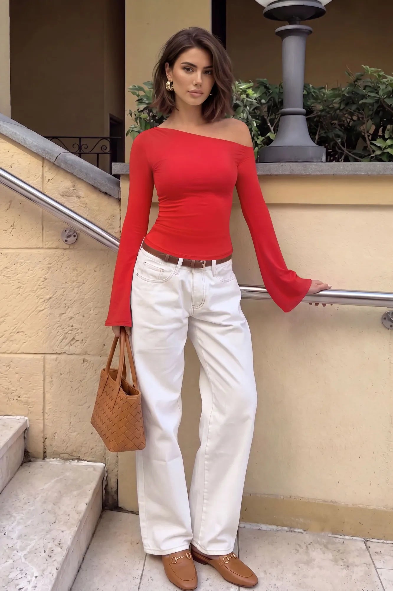 Off Shoulder Bell Long Sleeve-SUUKSESS-Red-XS-SUUKSESS
