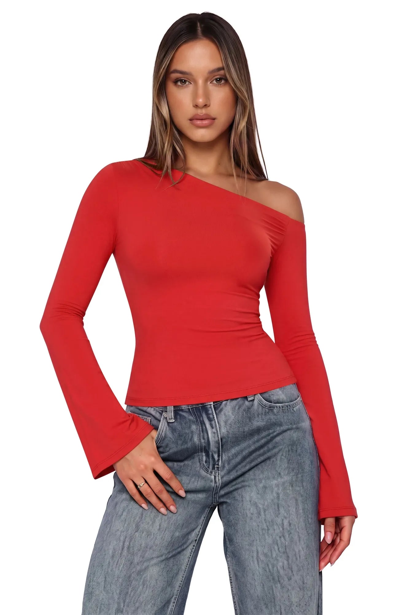 Off Shoulder Bell Long Sleeve-SUUKSESS-SUUKSESS