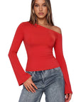 Off Shoulder Bell Long Sleeve-SUUKSESS-SUUKSESS