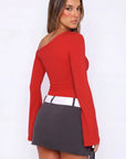 Off Shoulder Bell Long Sleeve-SUUKSESS-SUUKSESS