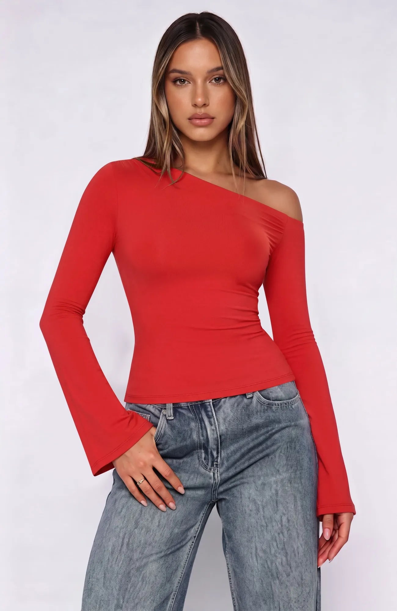 Off Shoulder Bell Long Sleeve-SUUKSESS-SUUKSESS