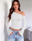 Off Shoulder Bell Long Sleeve-SUUKSESS-White-XS-SUUKSESS
