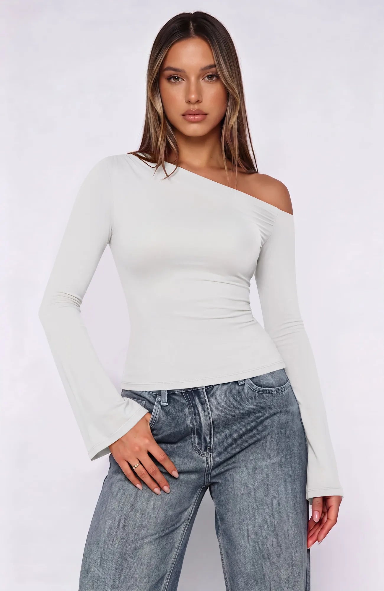 Off Shoulder Bell Long Sleeve-SUUKSESS-SUUKSESS