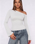 Off Shoulder Bell Long Sleeve-SUUKSESS-SUUKSESS