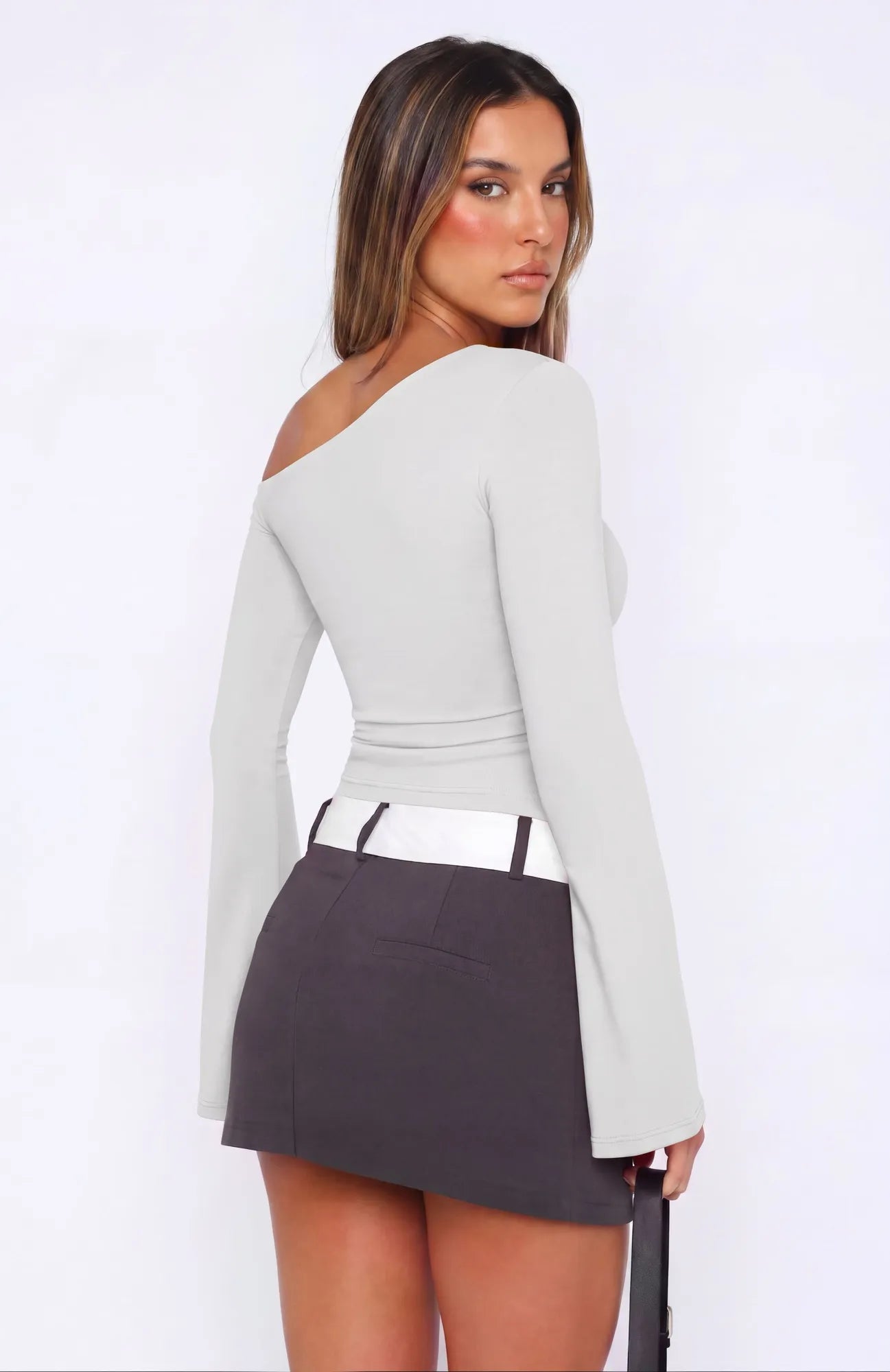Off Shoulder Bell Long Sleeve-SUUKSESS-SUUKSESS