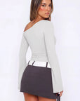 Off Shoulder Bell Long Sleeve-SUUKSESS-SUUKSESS