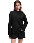 Mock Neck Oversized Sweatshirts-SUUKSESS-Jet Black-XS-SUUKSESS