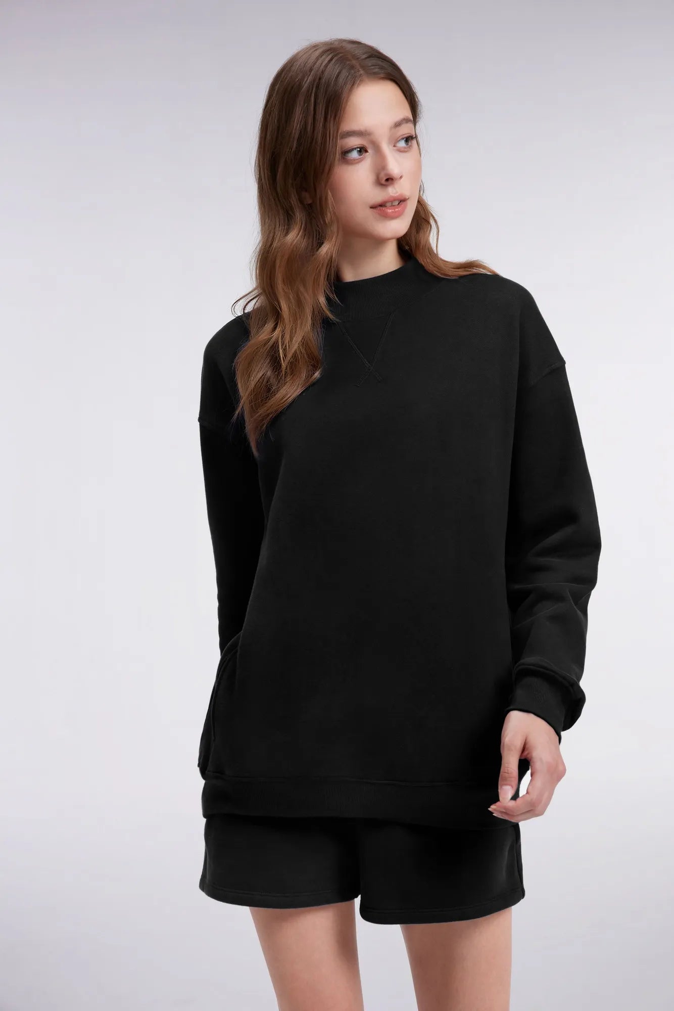 Mock Neck Oversized Sweatshirts-SUUKSESS-SUUKSESS