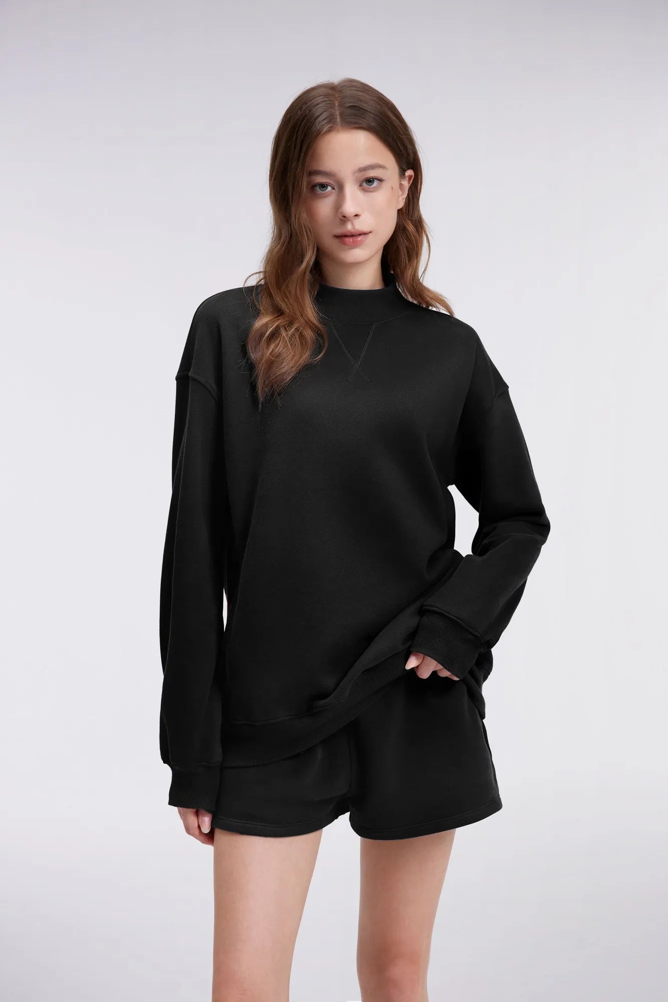 Mock Neck Oversized Sweatshirts-SUUKSESS-SUUKSESS