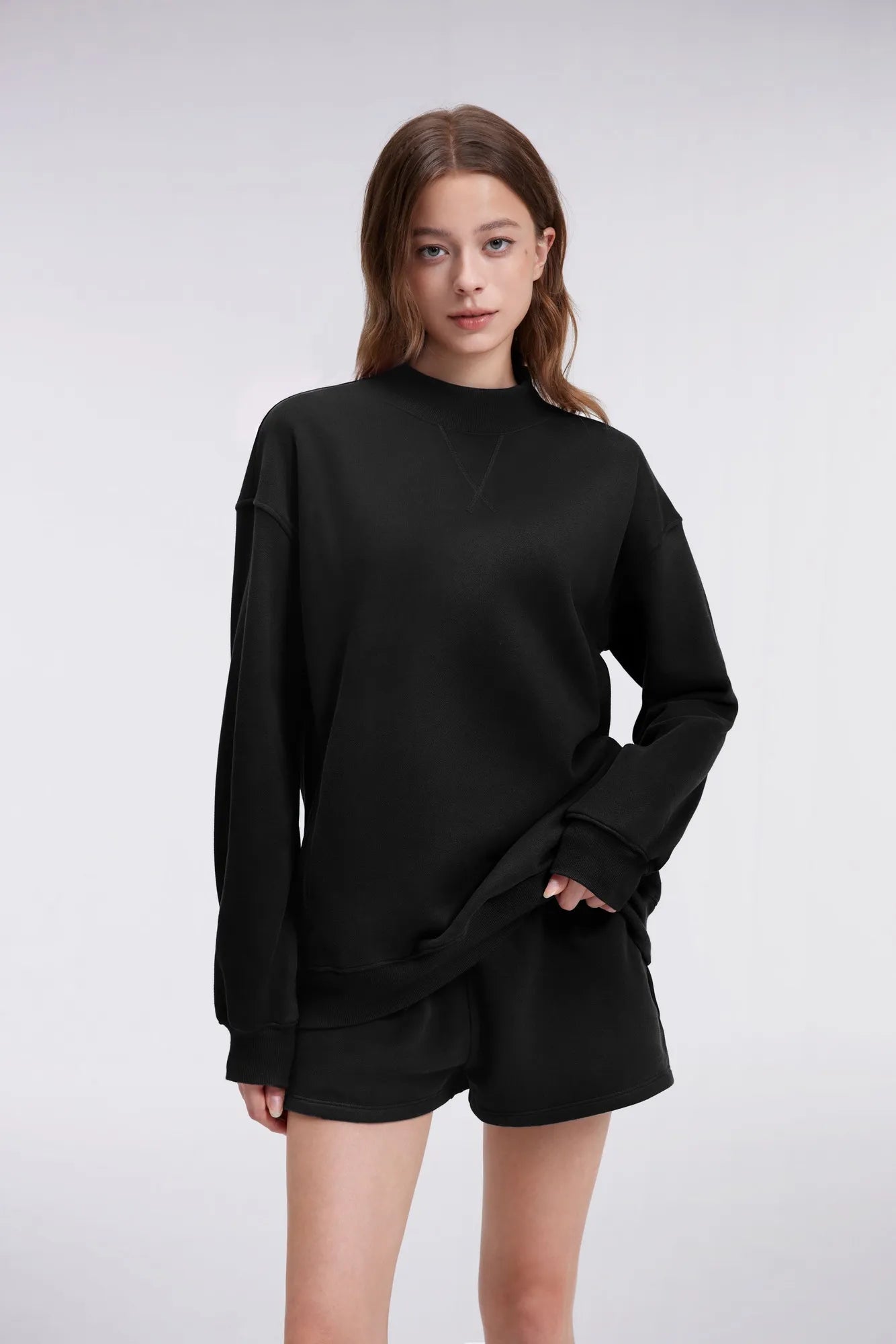 Mock Neck Oversized Sweatshirts-SUUKSESS-SUUKSESS