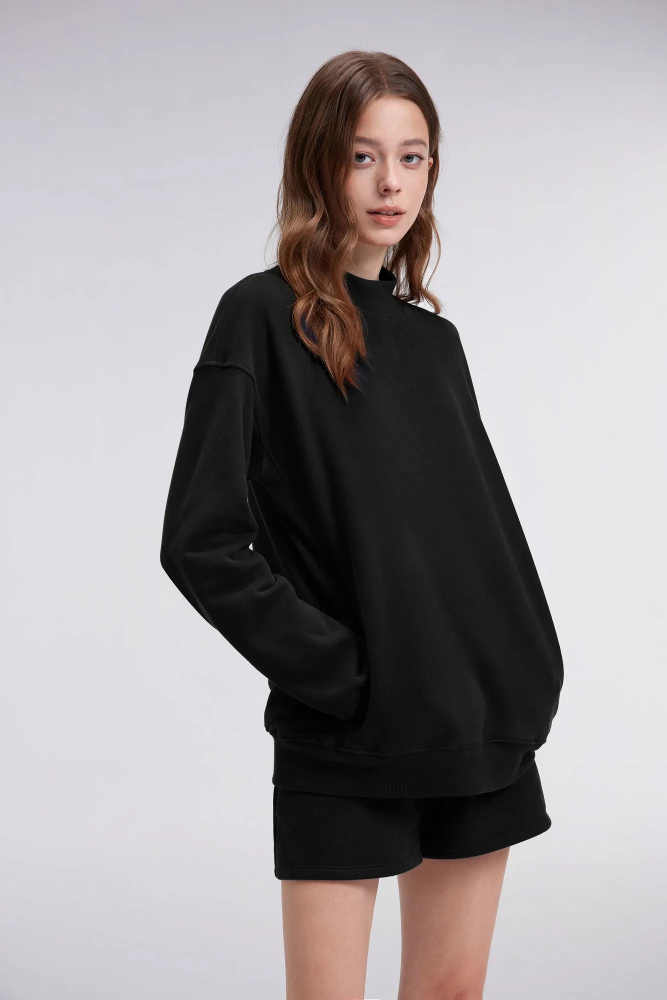 Mock Neck Oversized Sweatshirts-SUUKSESS-SUUKSESS