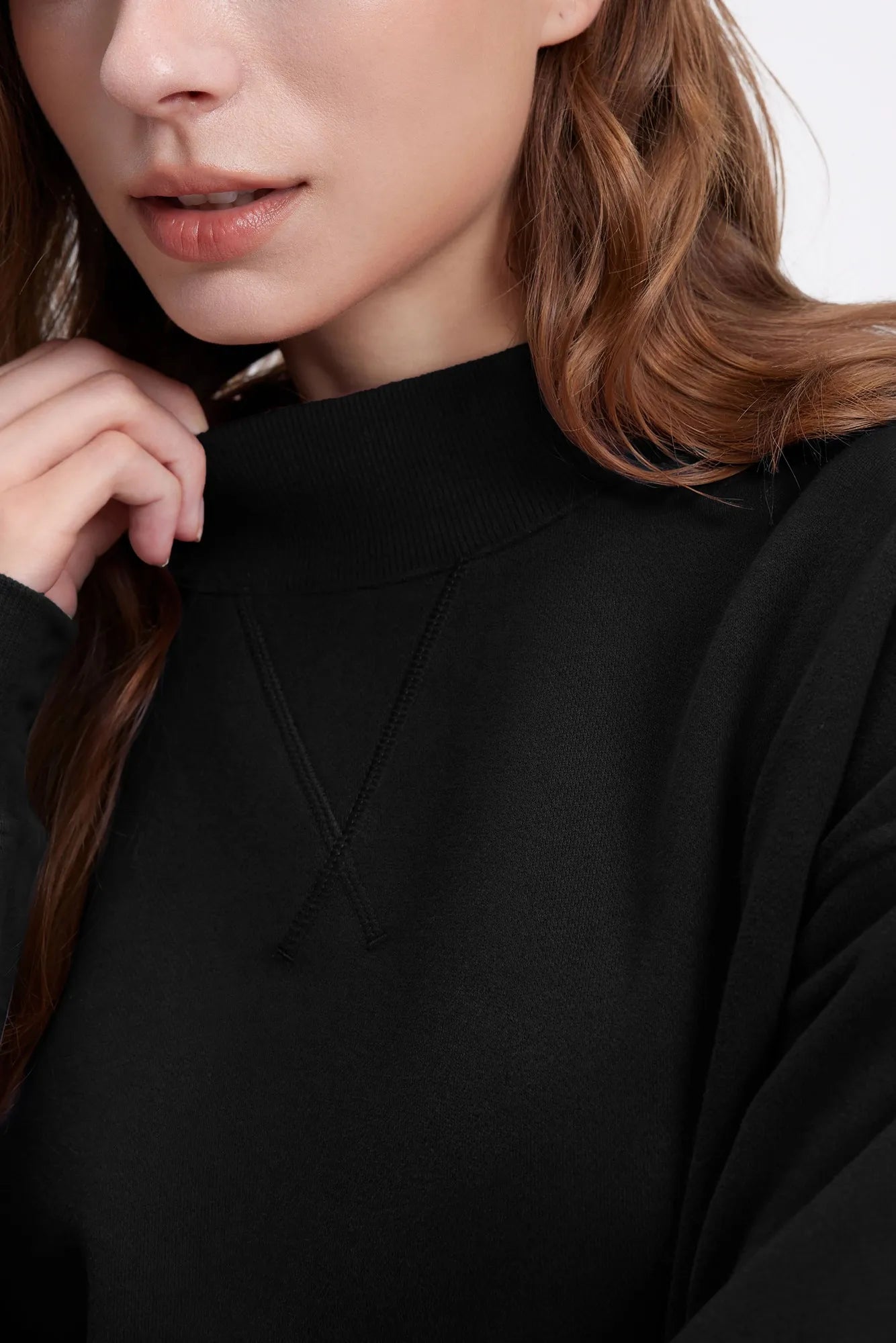 Mock Neck Oversized Sweatshirts-SUUKSESS-SUUKSESS