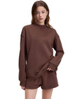 Mock Neck Oversized Sweatshirts-SUUKSESS-Coco Brown-XS-SUUKSESS