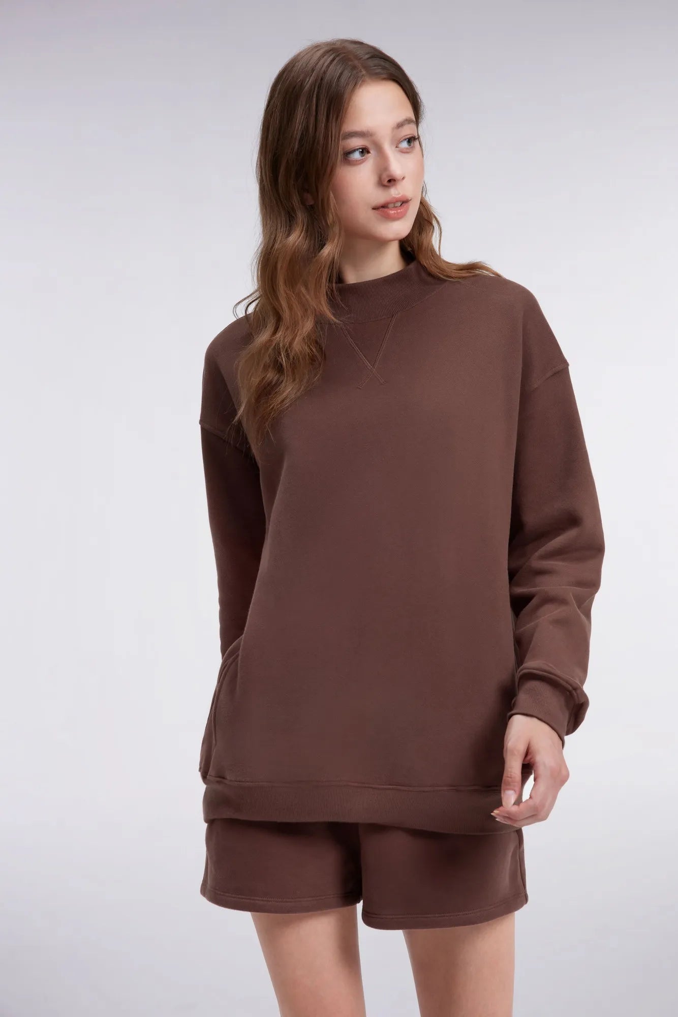 Mock Neck Oversized Sweatshirts-SUUKSESS-SUUKSESS