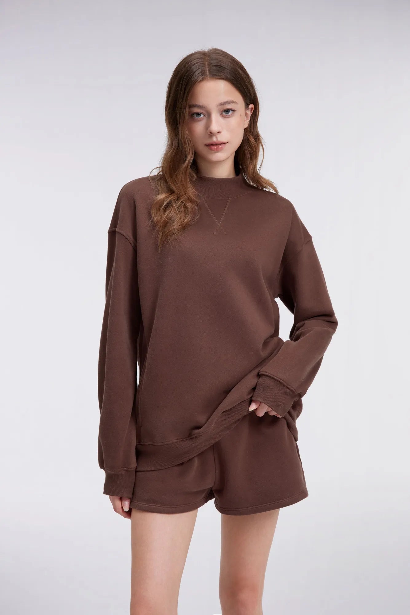 Mock Neck Oversized Sweatshirts-SUUKSESS-SUUKSESS