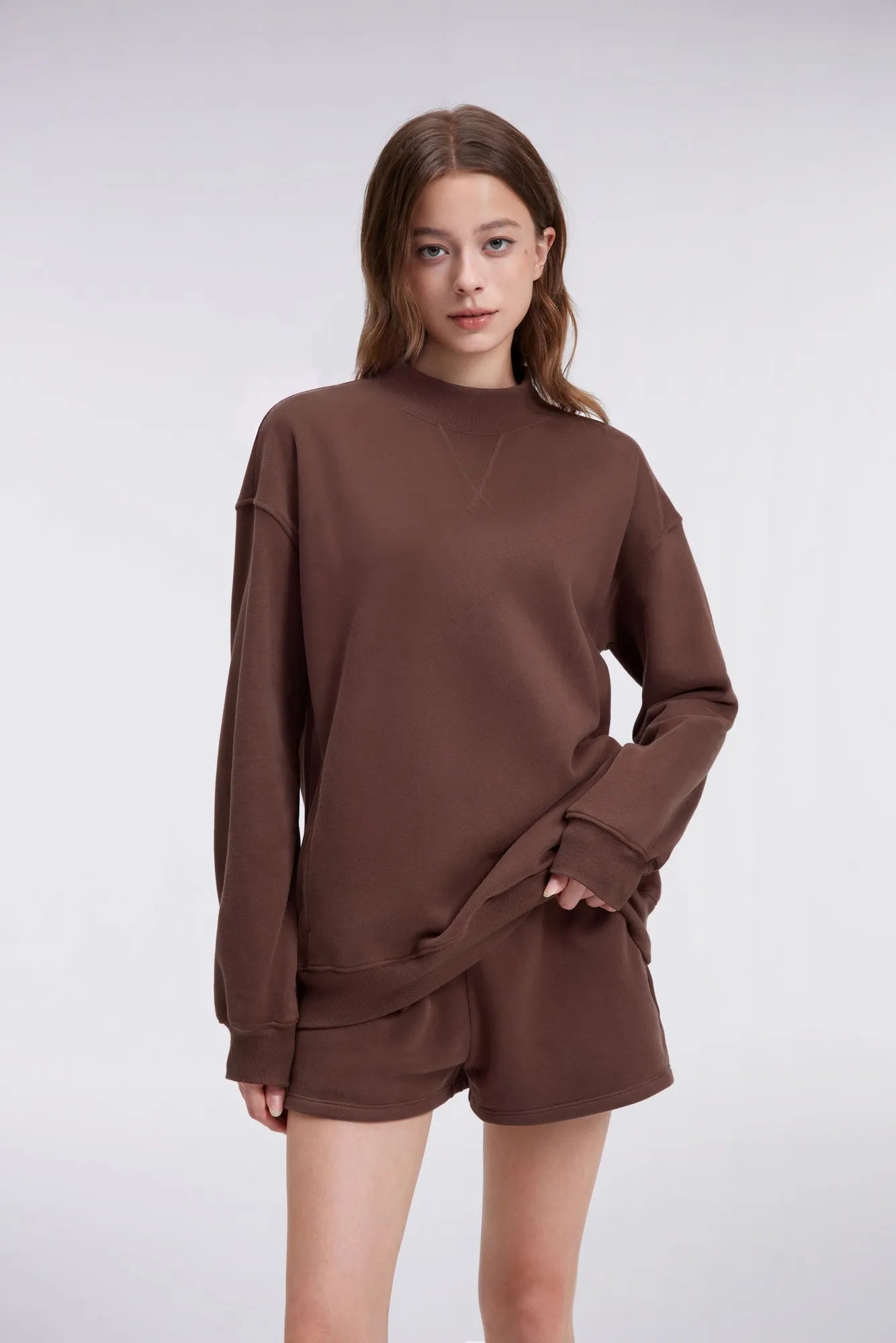 Mock Neck Oversized Sweatshirts-SUUKSESS-SUUKSESS