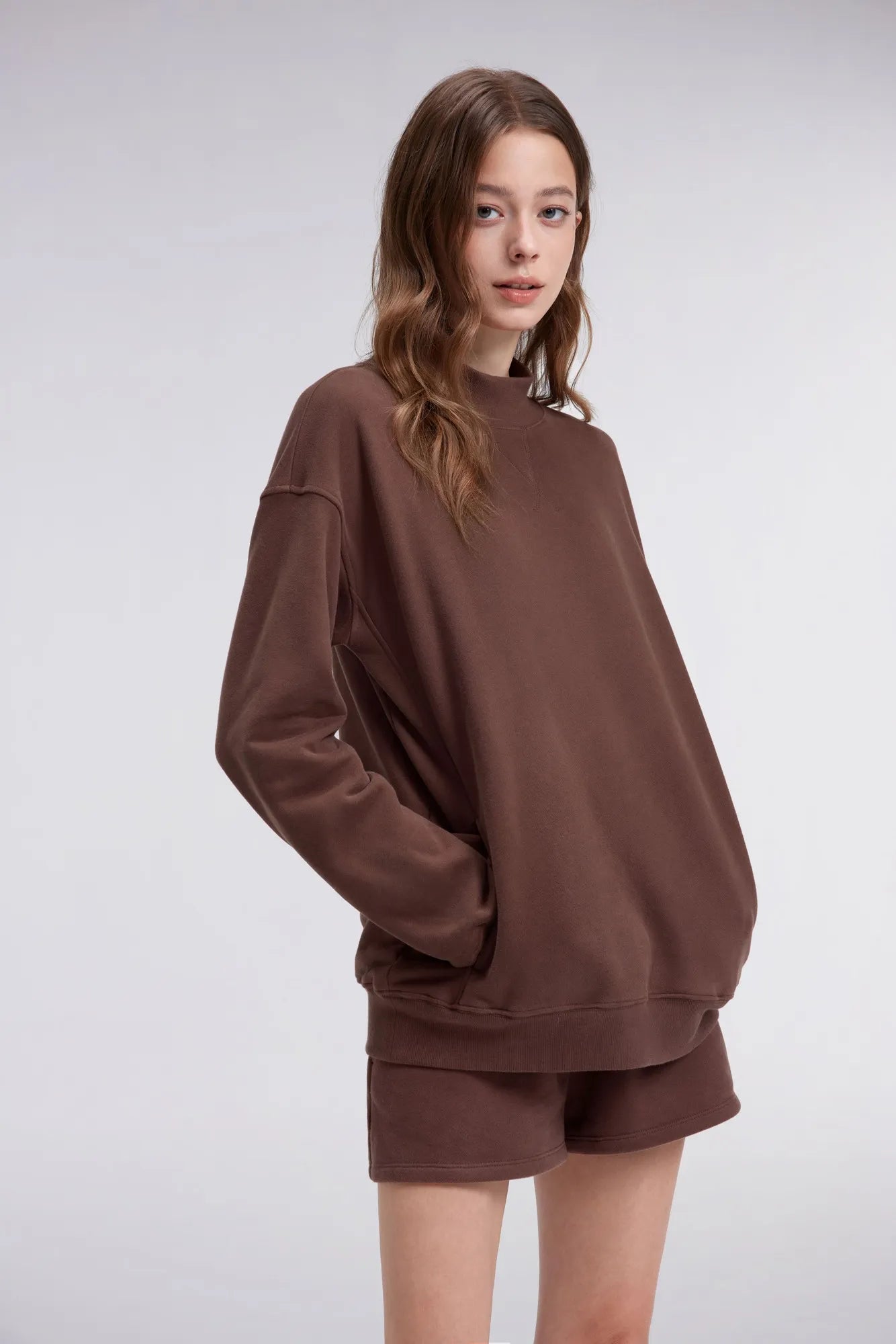 Mock Neck Oversized Sweatshirts-SUUKSESS-SUUKSESS